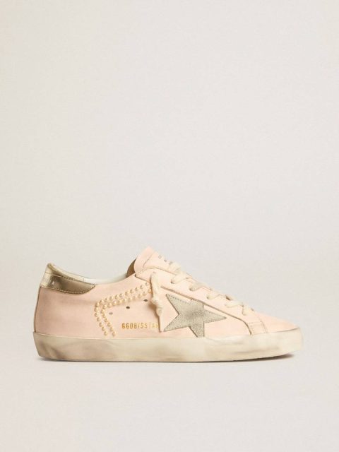 Women's Super-Star In Pink Nappa With Ice-Gray Star And Platinum Heel Tab Super-Star Women Golden Goose