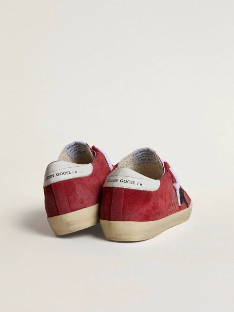 Women’s Super-Star In Red Suede With Glitter Star And White Heel Tab Women Golden Goose Super-Star - Image 4