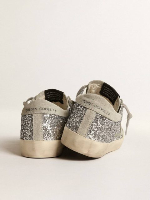 Women's Super-Star In Silver Glitter With Ice-Gray Suede Star Super-Star Women Golden Goose - Image 4