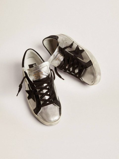 Women's Super-Star In Silver Leather With Contrasting Inserts Super-Star Women Golden Goose - Image 2