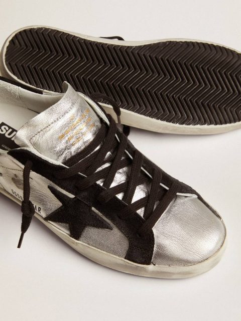 Women's Super-Star In Silver Leather With Contrasting Inserts Super-Star Women Golden Goose - Image 3