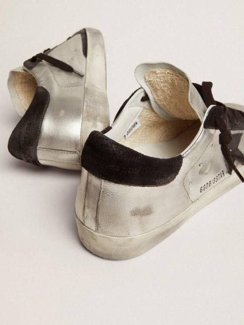 Women's Super-Star In Silver Leather With Contrasting Inserts Super-Star Women Golden Goose - Image 4