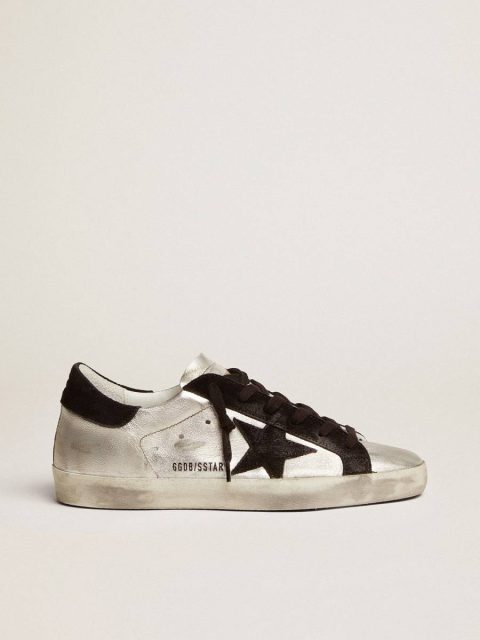 Women's Super-Star In Silver Leather With Contrasting Inserts Super-Star Women Golden Goose