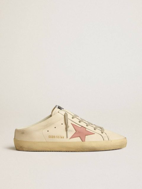 Women's Super-Star Sabots In Nappa With Pink Leather Star Golden Goose Women Super-Star Sabot