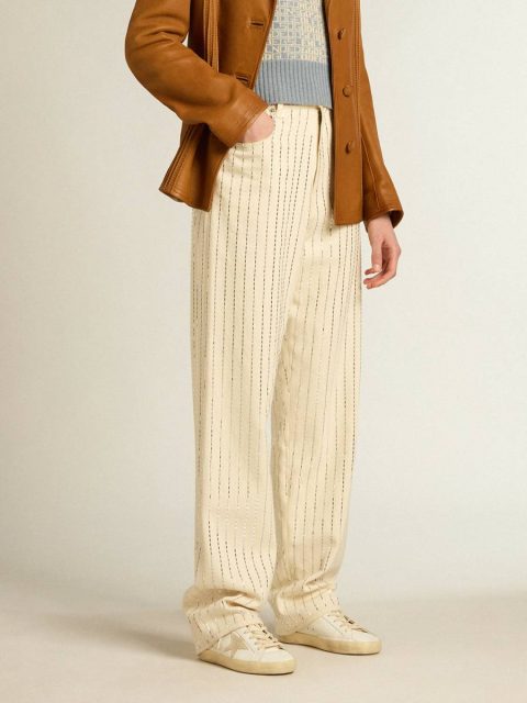 Women's Super-Star With A Suede Star And Peach-Pink Glitter Heel Tab Super-Star White Women Golden Goose - Image 3