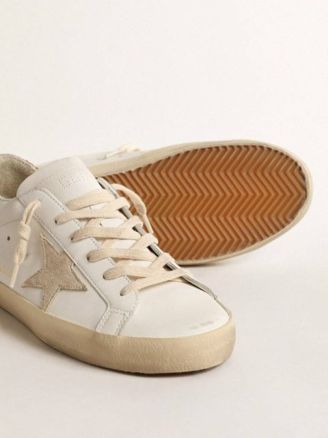 Women's Super-Star With A Suede Star And Peach-Pink Glitter Heel Tab Super-Star White Women Golden Goose - Image 4