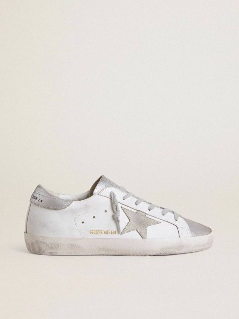 Women’s Super-Star With Gray Suede Star And Silver Glitter Inserts Super-Star Golden Goose Women