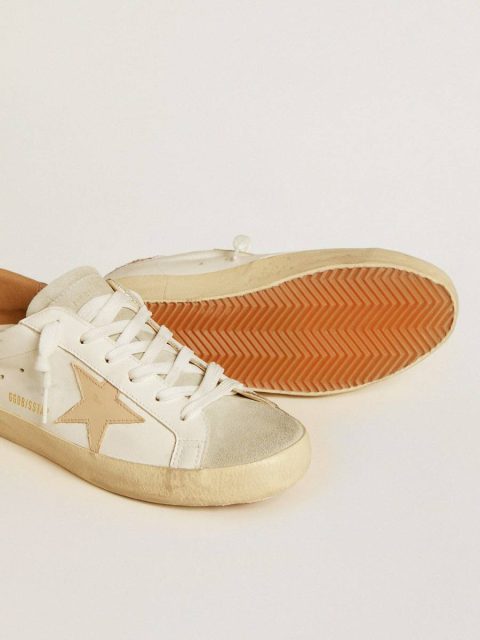 Women's Super-Star With Nude Leather Star And Gold Glitter Heel Tab Women Golden Goose Super-Star White - Image 4