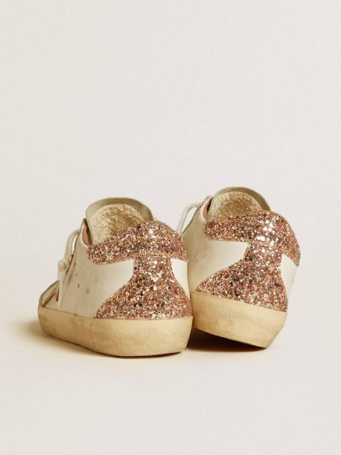 Women's Super-Star With Nude Leather Star And Gold Glitter Heel Tab Women Golden Goose Super-Star White - Image 5