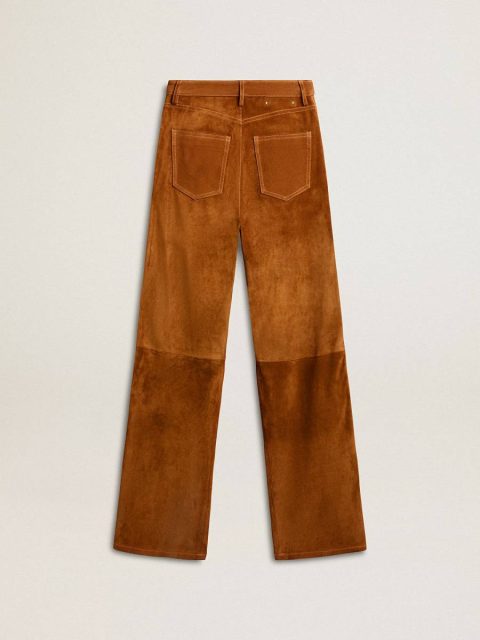 Women's Tobacco-Colored Split Leather Pants Jeans & Pants Women Golden Goose Tobacco - Image 2