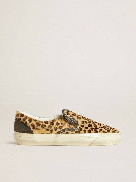 Women's Vce Penstar In Leopard-Print Pony Skin With Black Leather Heel Tab Ggdb Classics Golden Goose Women