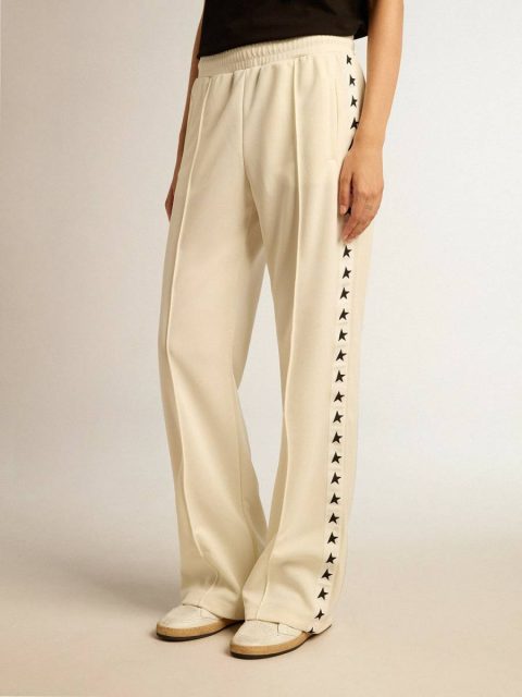Women’s White Joggers With Stars On The Sides Golden Goose Women Jeans & Pants Papyrus White - Image 2