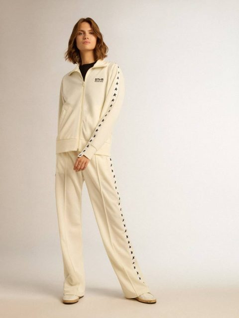 Women’s White Joggers With Stars On The Sides Golden Goose Women Jeans & Pants Papyrus White - Image 3