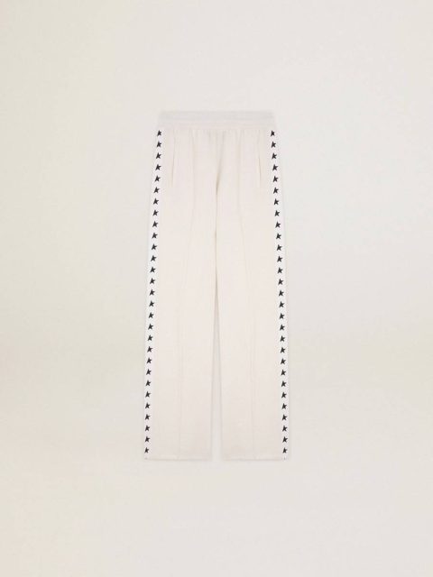 Women’s White Joggers With Stars On The Sides Golden Goose Women Jeans & Pants Papyrus White