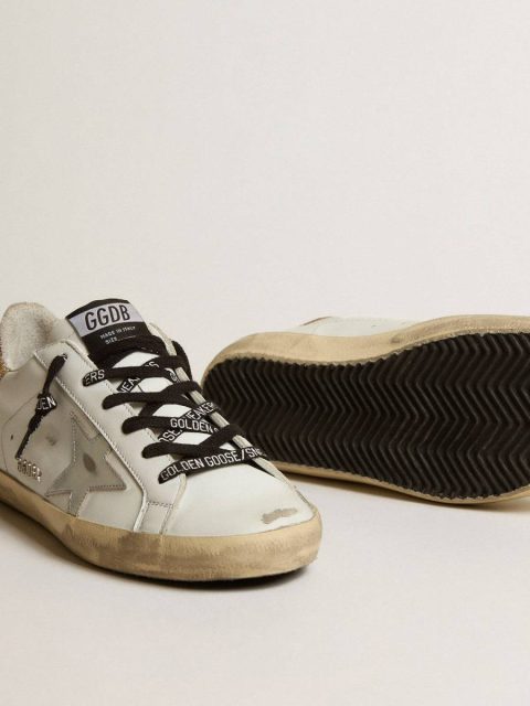 Women's White Leather Super-Star With Glittery Heel Tab Super-Star Women Golden Goose - Image 4