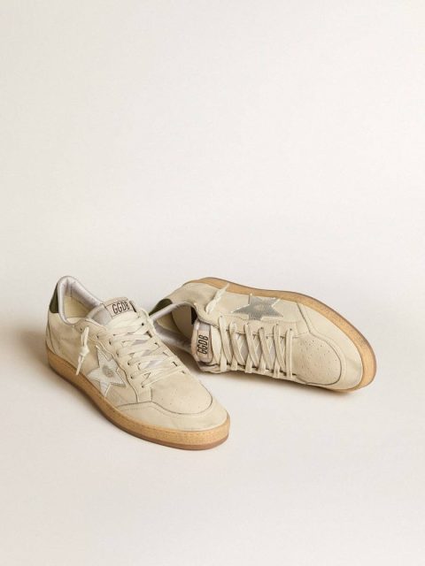 Worn White Golden Goose Men Men's Ball Star With Silver Leather Star And Green Leather Heel Tab Ball Star - Image 2