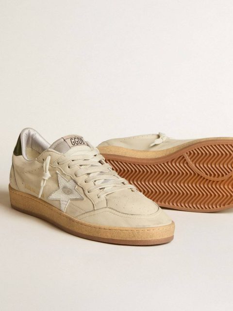 Worn White Golden Goose Men Men's Ball Star With Silver Leather Star And Green Leather Heel Tab Ball Star - Image 3