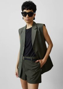 Xandra Mini Shorts - Khaki Women The Frankie Shop Green Bottoms