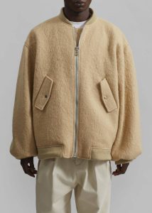 Yellow Astra Wool Bomber Jacket - Pale Yellow Outerwear Men The Frankie Shop - Image 2