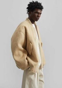 Yellow Astra Wool Bomber Jacket - Pale Yellow Outerwear Men The Frankie Shop - Image 3