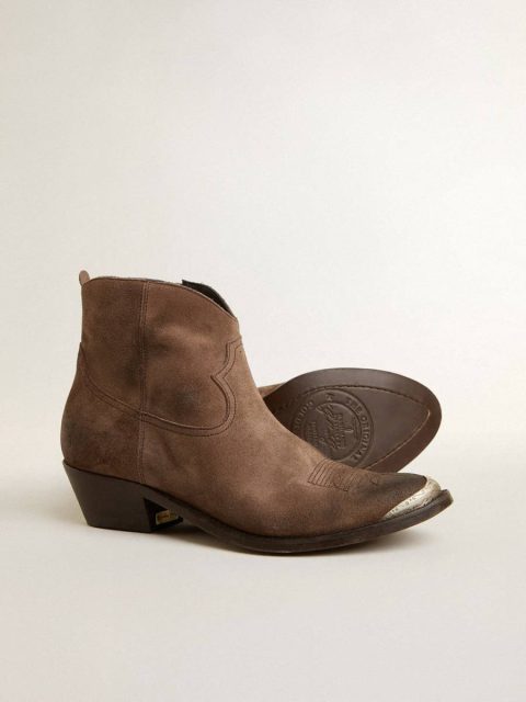 Young Ankle Boots In Dark Brown Suede Women Golden Goose Boots - Image 4