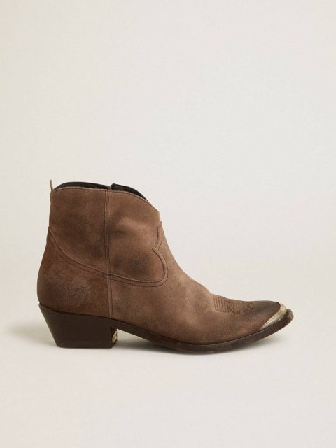 Young Ankle Boots In Dark Brown Suede Women Golden Goose Boots