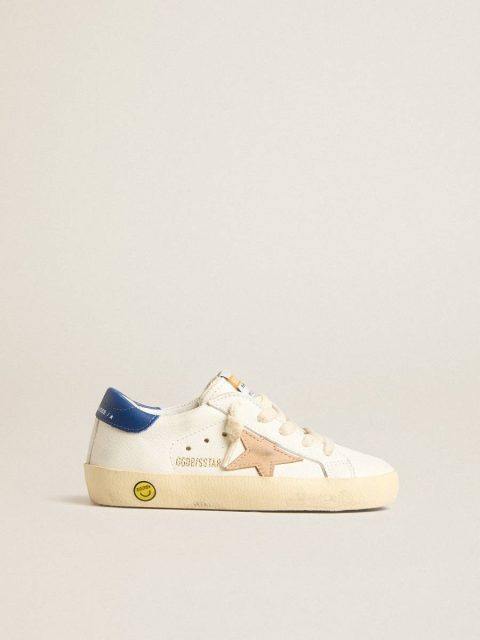 Young Super-Star In Nappa Leather With A Beige Star And Blue Heel Tab Kids Golden Goose Boys (4-10 Years)